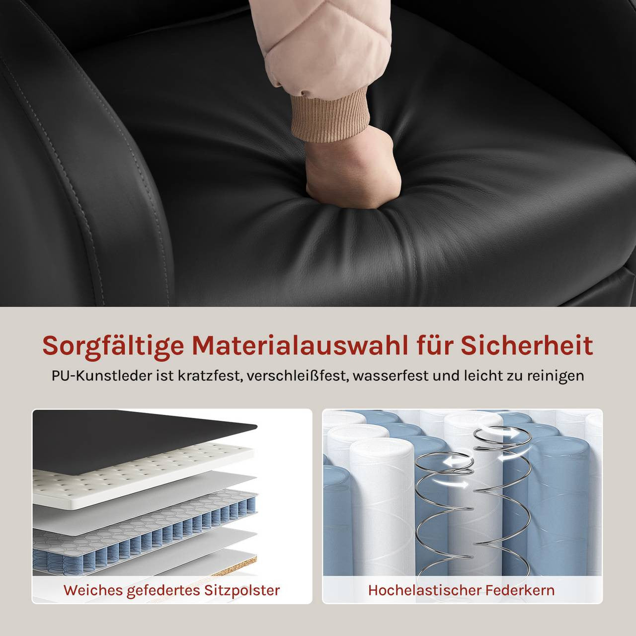 24goodz Relax Armchair - Ergonomic Comfort - Adjustable Recline - PU Leather - For Relaxation - Black/Grey
