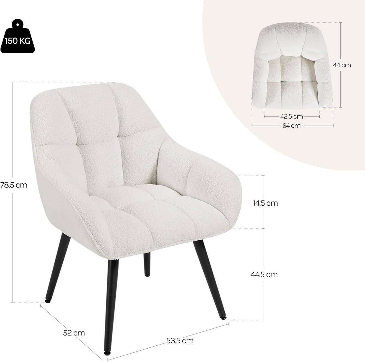 24goodz Relax Armchair - Soft and Skin-Friendly - Ergonomic Design - Velvet - For Everyone - Cream