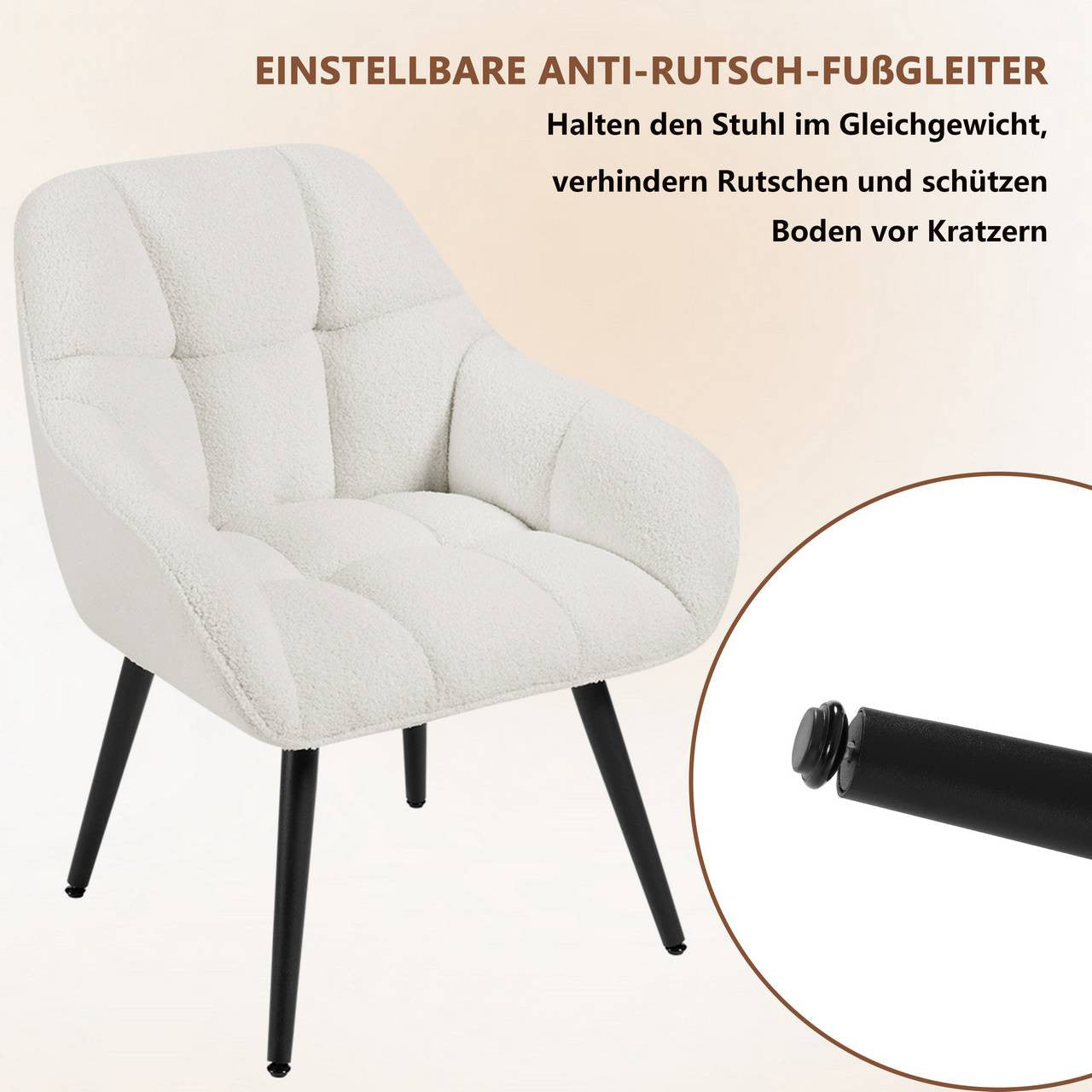 24goodz Relax Armchair - Soft and Skin-Friendly - Ergonomic Design - Velvet - For Everyone - Cream