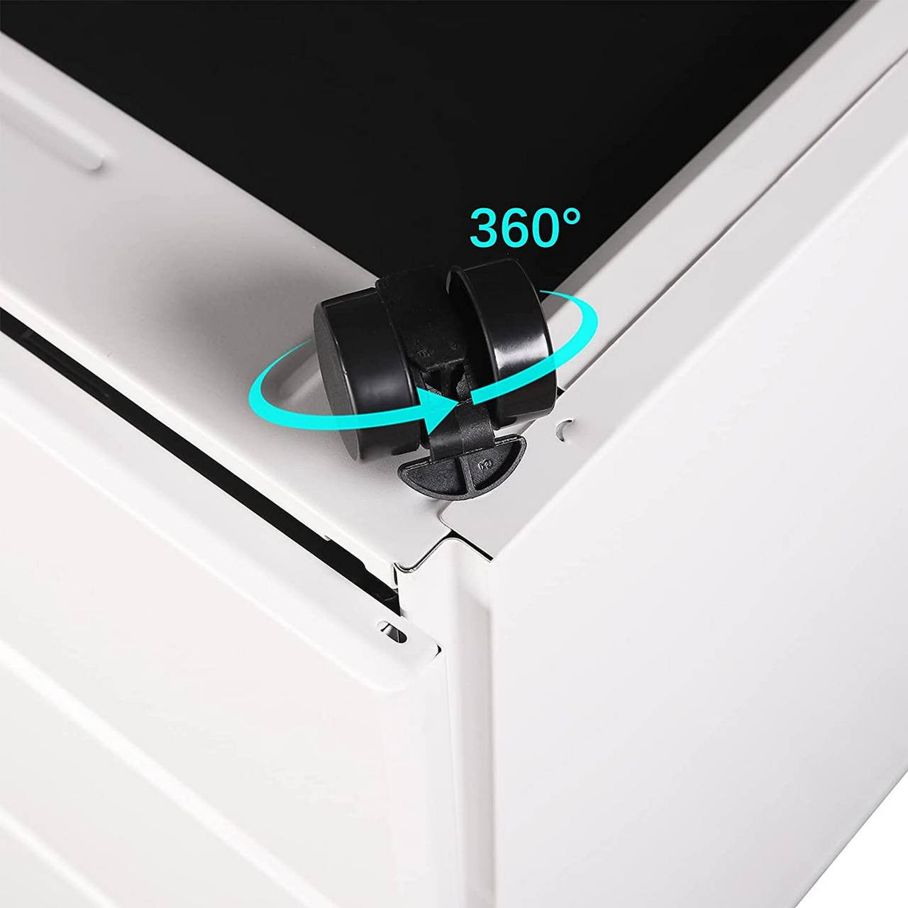 24goodz Rolling File Cabinet with 3 Drawers - Secure Document Storage - Steel - For Home Office - White - ws