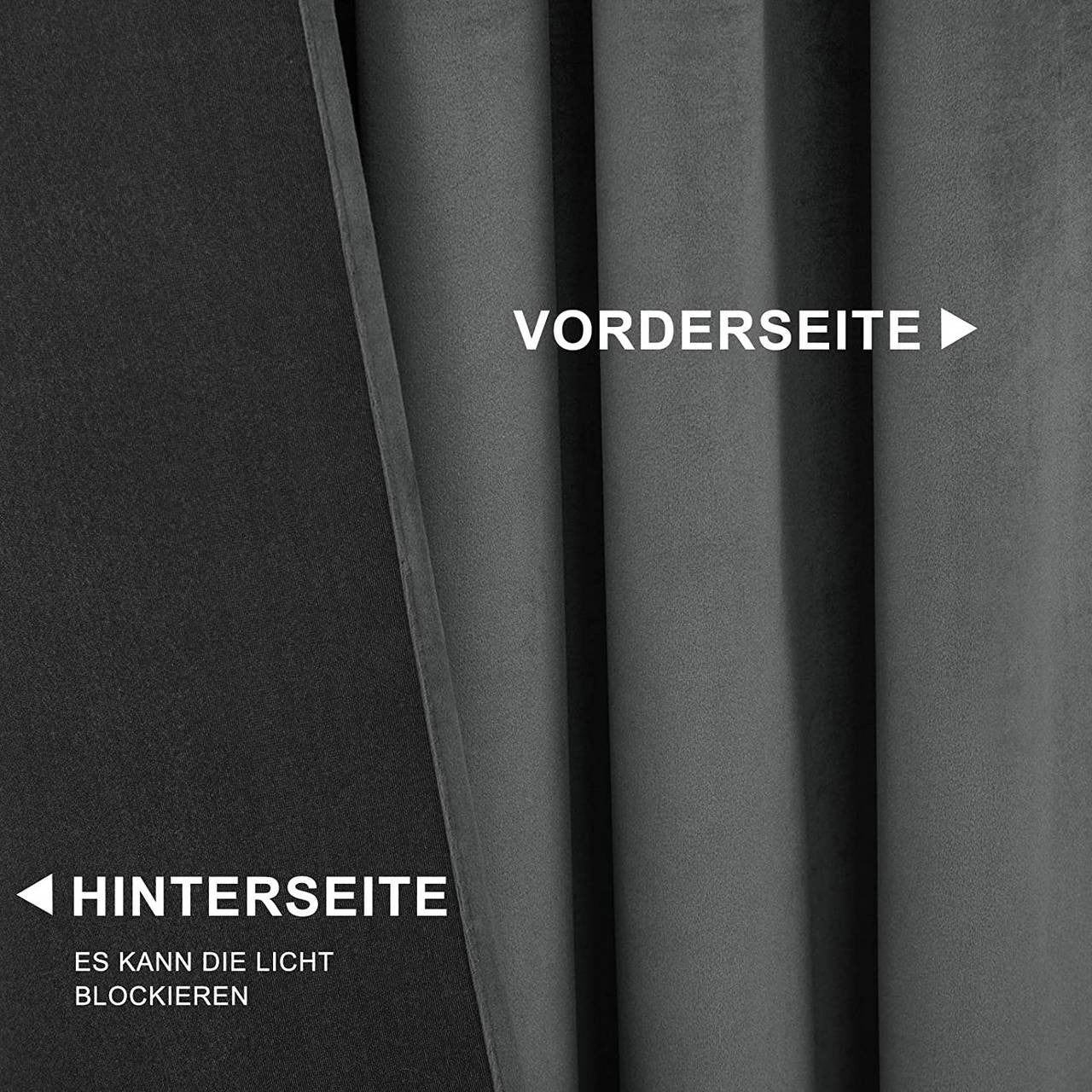 24goodz Velvet Blackout Curtain with Ruffles - High-Quality Insulating Fabric - 100% Polyester - For Every Room - Dark Grey - 140x225 cm