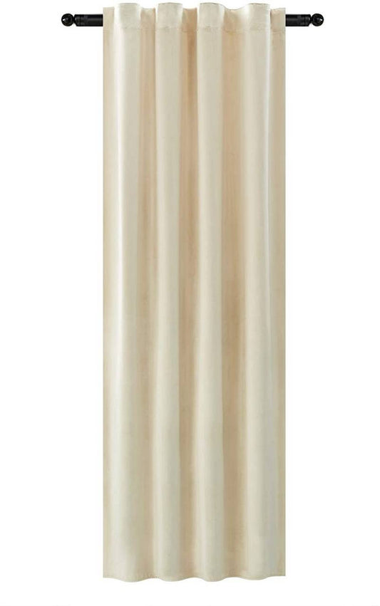 24goodz Velvet Blackout Curtain with Ruffles - Elegant Design - Insulating and Light-Blocking - 100% Polyester - Beige - 140 x 270 cm - hsd