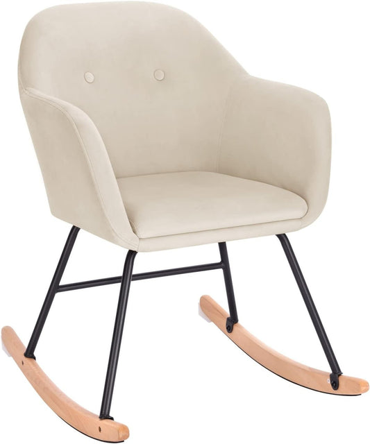 24goodz Velvet Rocking Chair - Comfortable Relaxation - Sturdy Metal Frame - Velvet - For Home Use - Grey - cm