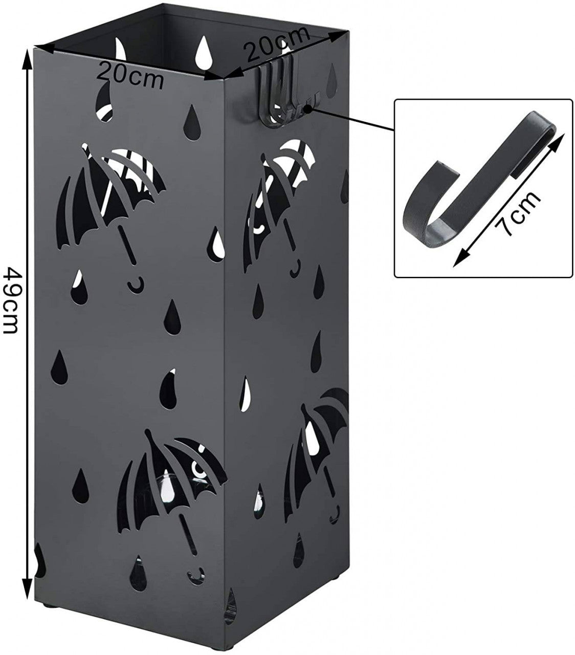24goodz Rectangular Umbrella Stand - Large Storage Capacity - Durable Iron - For Home and Office - Anthracite