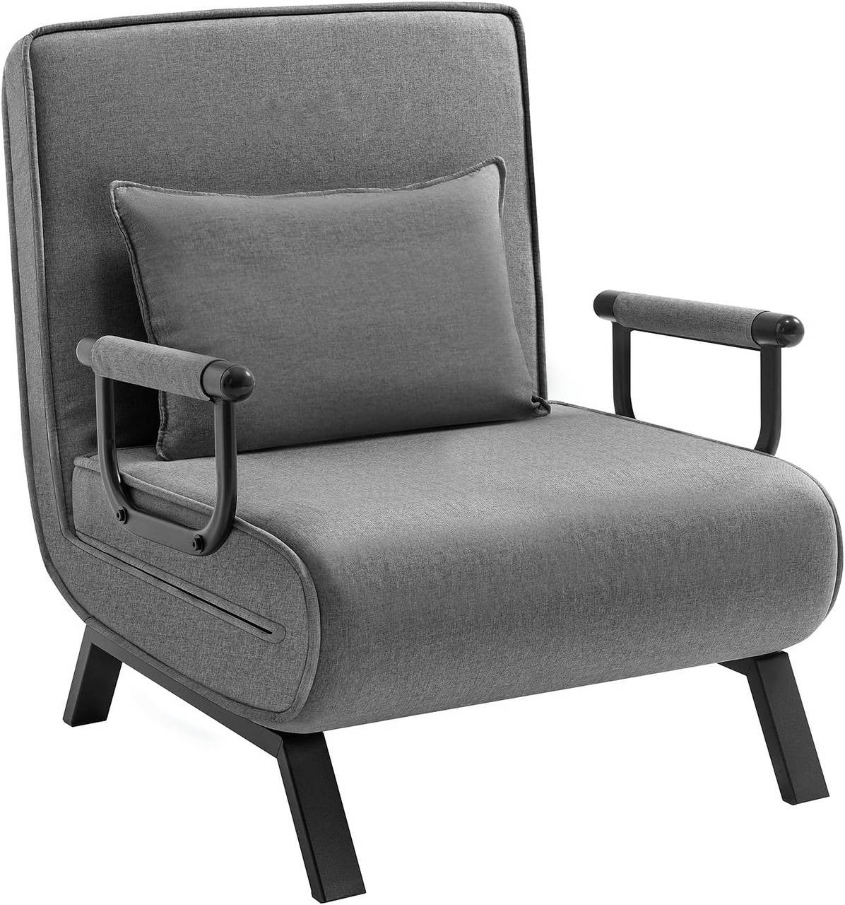 24goodz 3-in-1 Convertible Sofa Bed - Adjustable Backrest - Durable Linen - For Small Spaces - Dark Grey