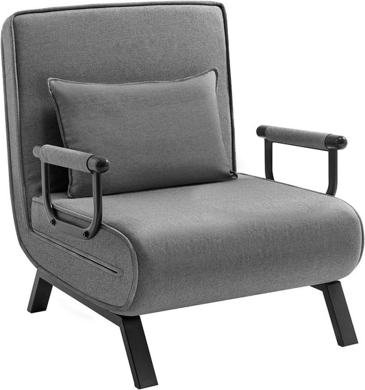 24goodz 3-in-1 Convertible Sofa Bed - Adjustable Backrest - Durable Linen - For Small Spaces - Dark Grey