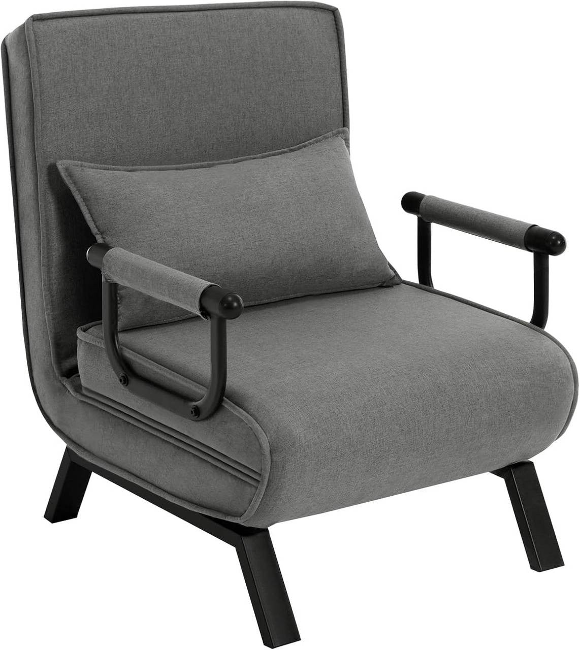 24goodz 3-in-1 Convertible Sofa Bed - Adjustable Backrest - Metal Frame - For Small Spaces - Dark Grey