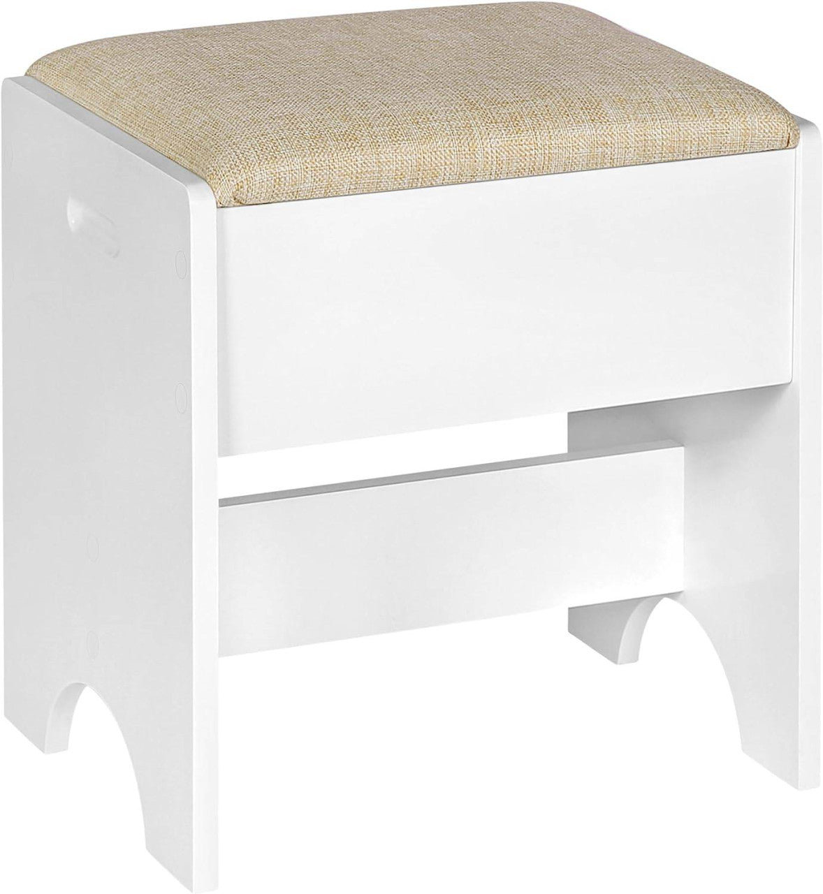 24goodz Makeup Stool - Comfortable Seating - Versatile Design - MDF - For Makeup Lovers - Beige + White