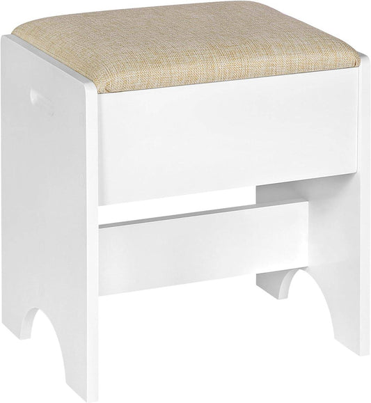 24goodz Makeup Stool - Comfortable Seating - Versatile Design - MDF - For Makeup Lovers - Beige + White