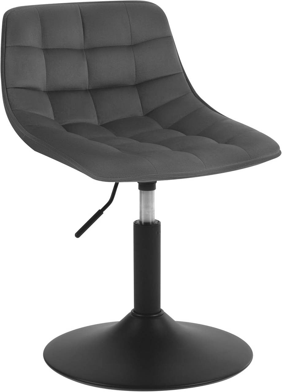 24goodz Velvet Bar Stool - Ergonomic Design - 360° Rotatable - Velvet and Metal - Dark Grey - dgr