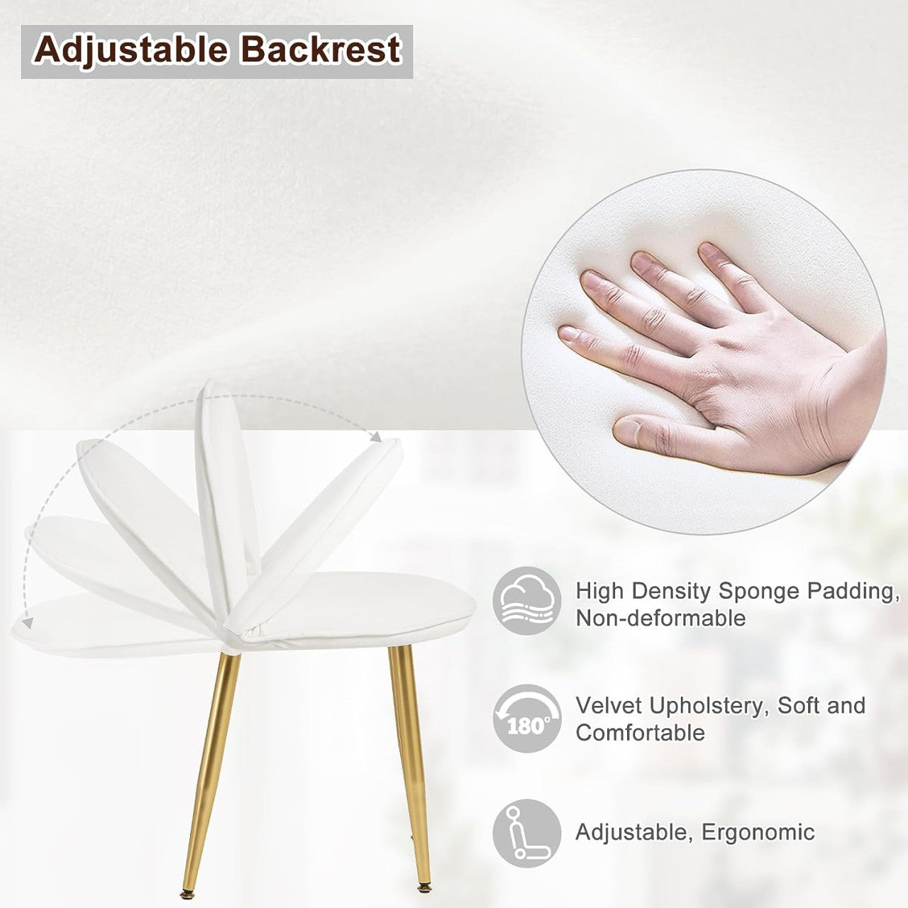 24goodz Vanity Table with Adjustable LED Mirror Light - Spacious Storage - E1 MDF - For Makeup Lovers - Cream + Gold