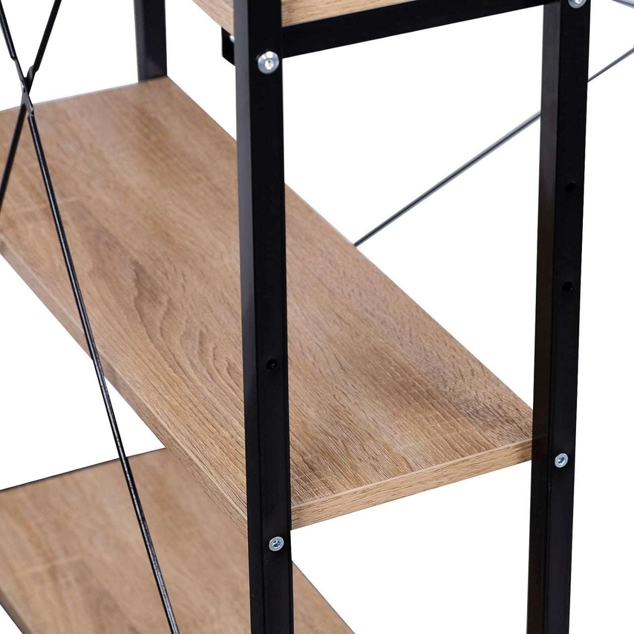24goodz Office Desk with Storage - Ample Space for All Your Needs - E1-Class Wood and Metal - For Home and Office - Black and Oak - hei