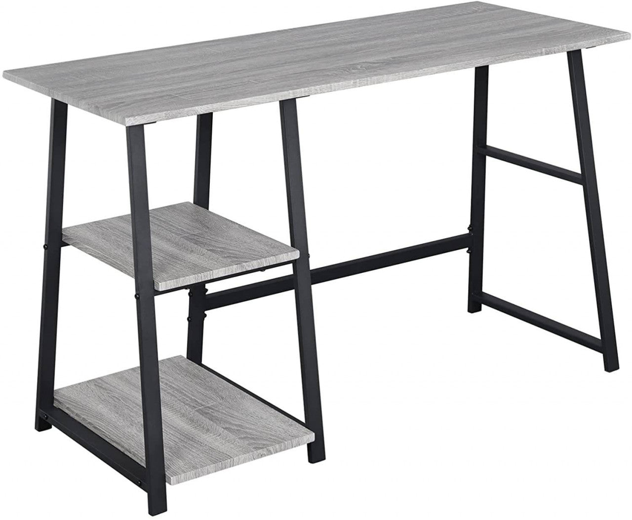 24goodz Computer Desk - Stylish Industrial Design - Ample Storage Space - E1 Engineered Wood and Steel - Grey