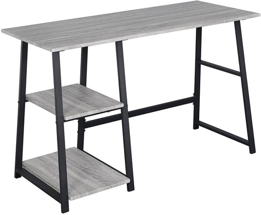 24goodz Computer Desk - Stylish Industrial Design - Ample Storage Space - E1 Engineered Wood and Steel - Grey