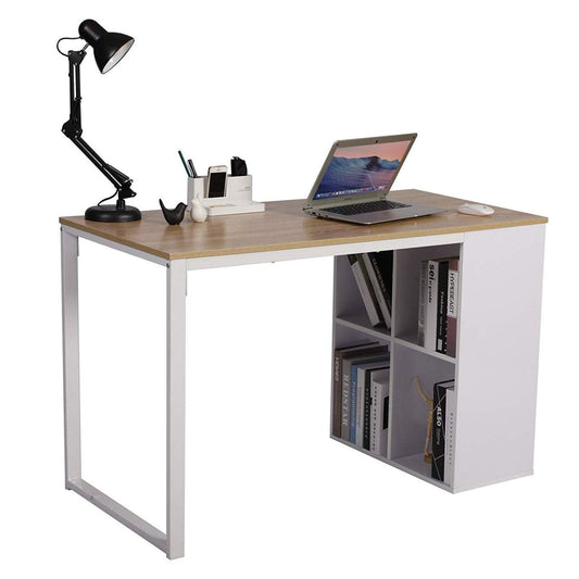 24goodz Office Desk - Stylish and Functional Design - Waterproof and Scratch-Resistant - MDF - For Home Office - Light Oak - hei