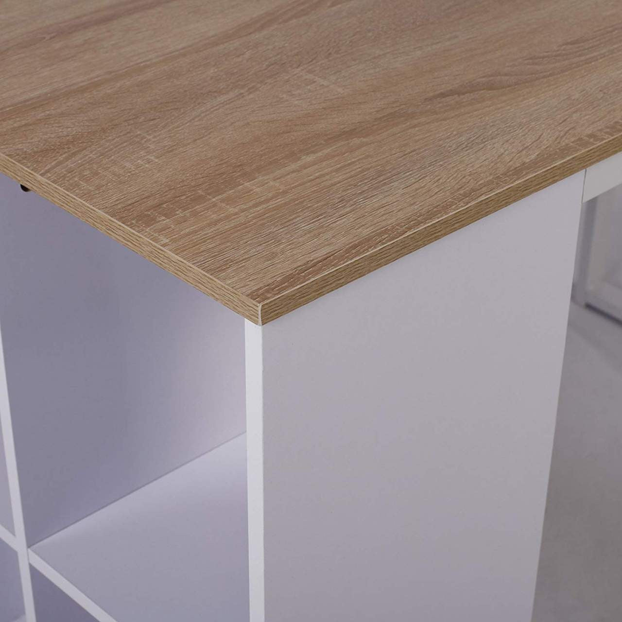 24goodz Office Desk - Stylish and Functional Design - Waterproof and Scratch-Resistant - MDF - For Home Office - Light Oak - hei