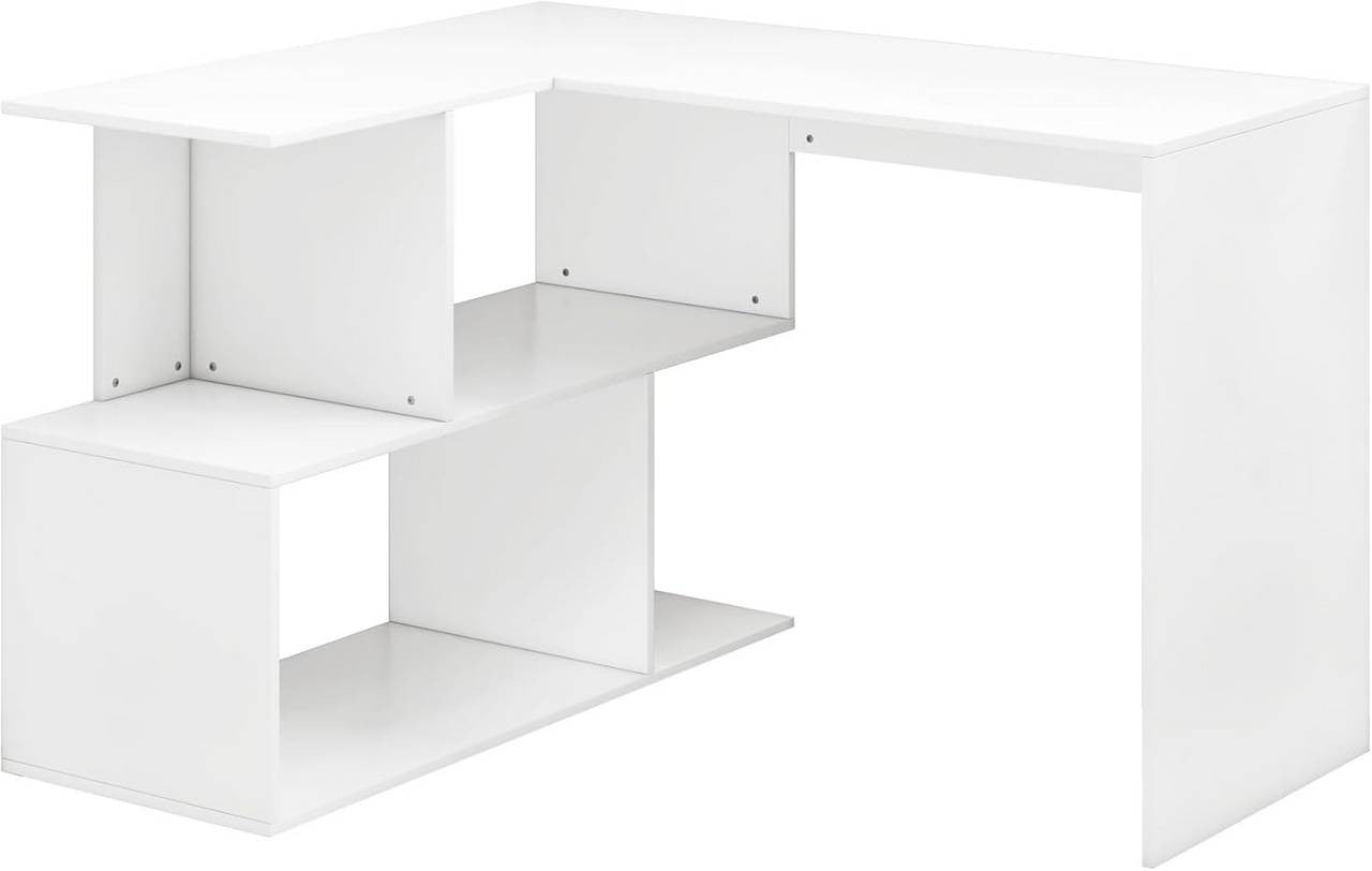 24goodz Corner Desk - 2-in-1 Design - Space-Saving - MDF - For Home Office - White + Light Oak - ws