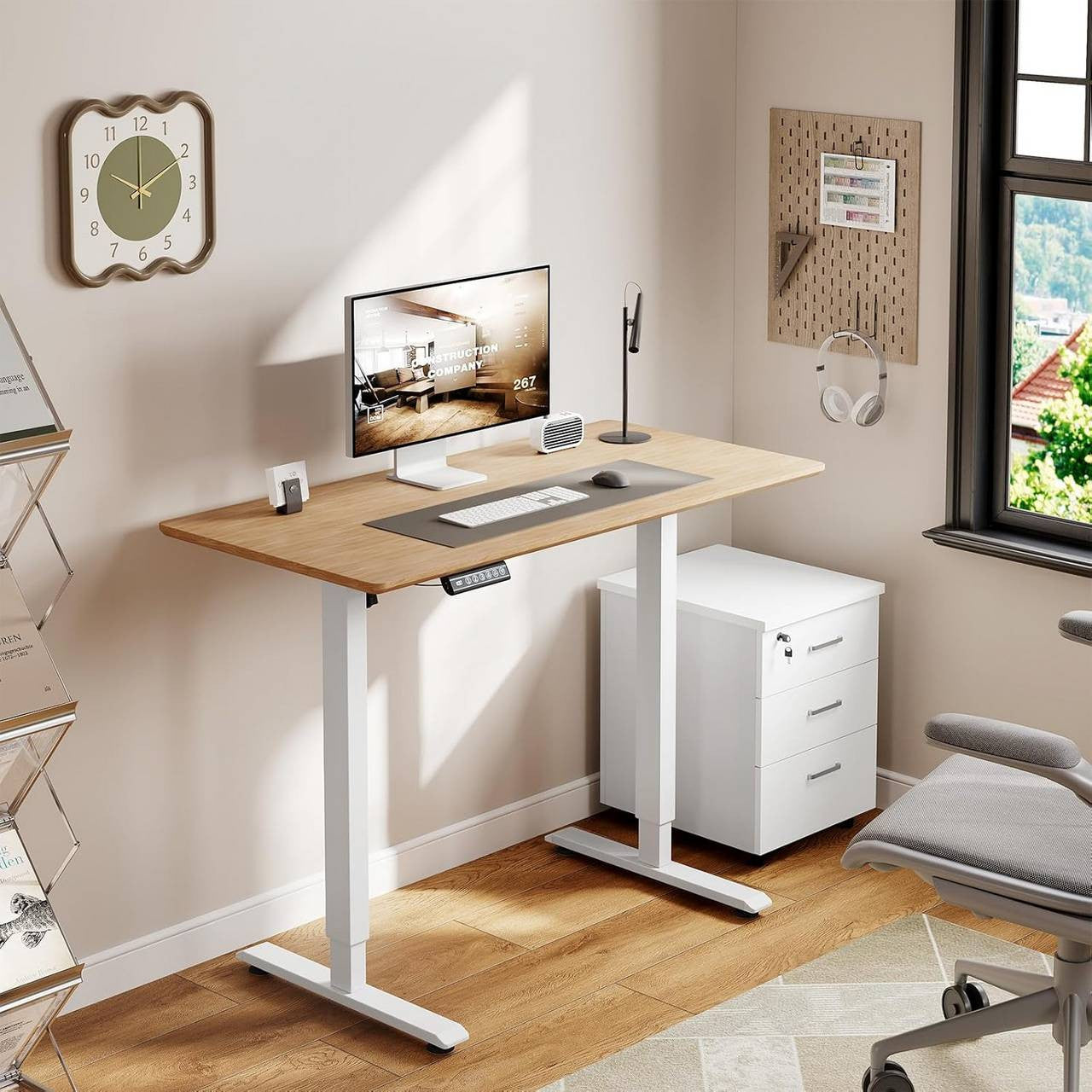 24goodz Electric Height Adjustable Desk Frame - Customizable Height and Width - Sturdy Steel - For Home Office - White