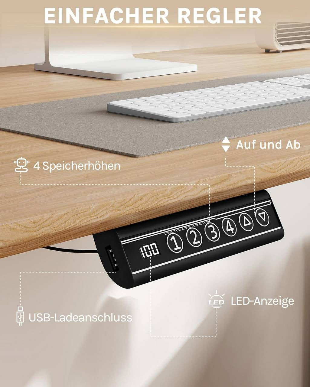 24goodz Electric Height Adjustable Desk Frame - Customizable Height and Width - Sturdy Steel - For Home Office - White