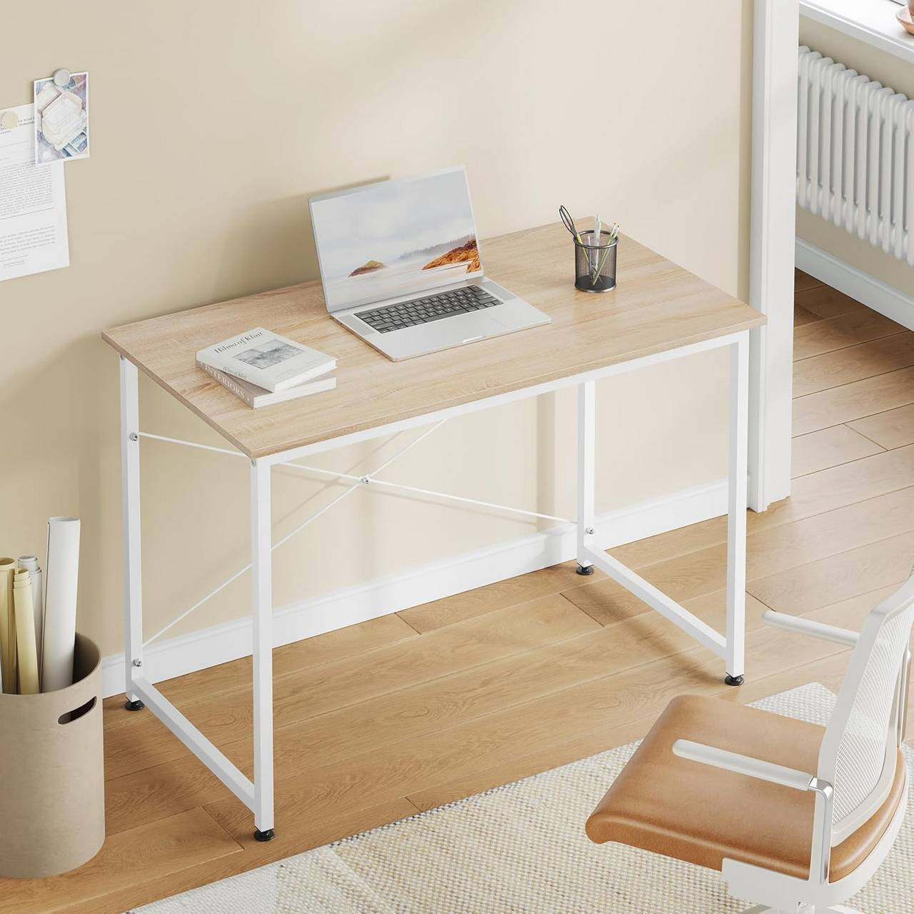 24goodz Desk - Spacious Surface for Comfort - Robust & Durable - E1 Wood Material - Light Oak - 100x50x75 cm