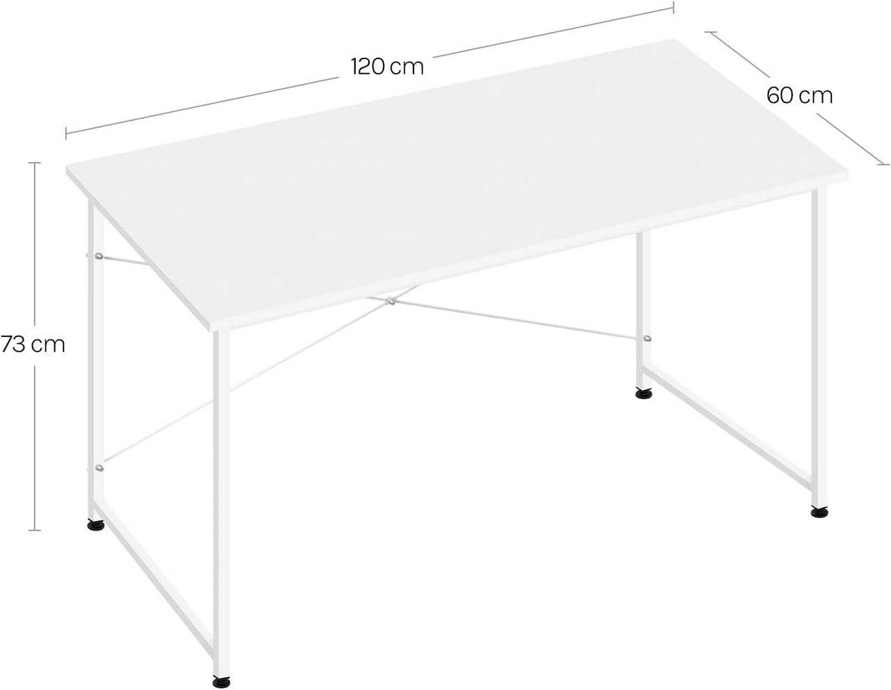 24goodz Desk - Spacious Surface for Comfort - Sturdy Metal Frame - E1 Wood - For Home Office - White