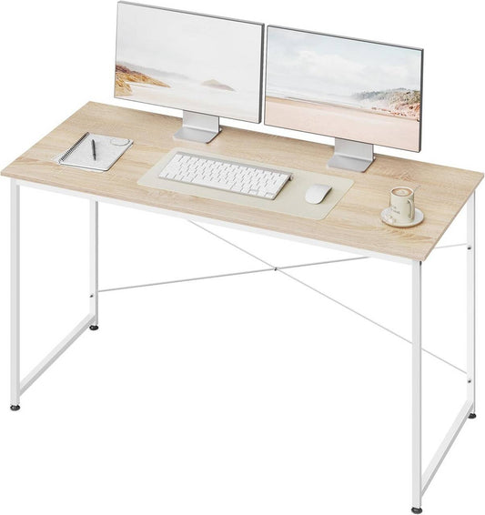 24goodz Desk - Spacious Surface for Comfort - Sturdy and Durable - E1 Wood and Metal - For Home Office and Study - Light Oak