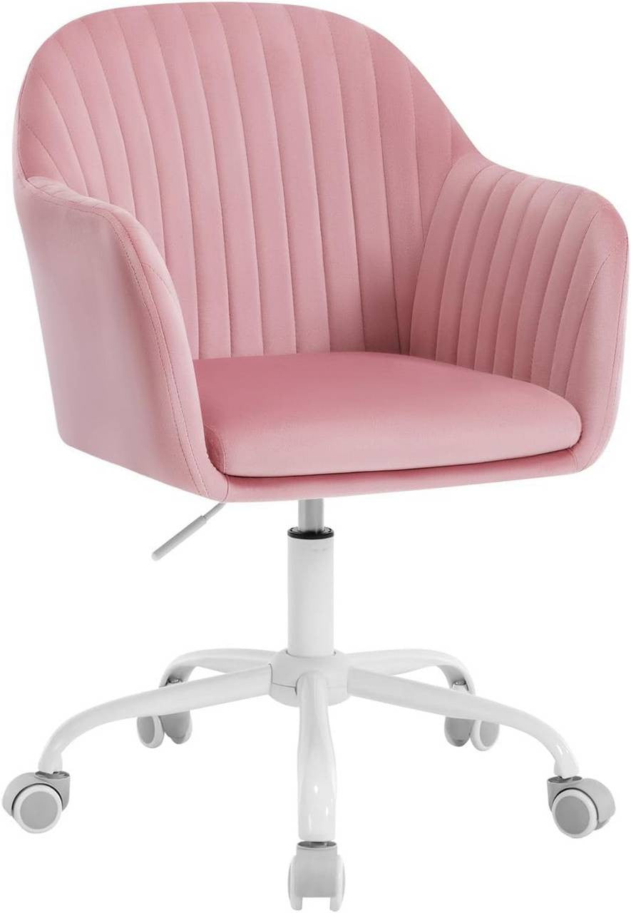 24goodz Ergonomic Office Chair - Comfortable Support for Long Hours - Velvet - For Home Office - Pink