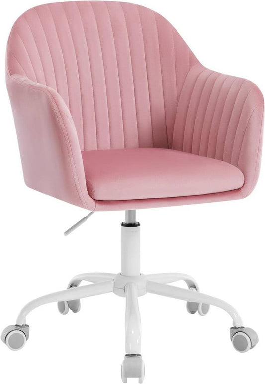 24goodz Ergonomic Office Chair - Comfortable Support for Long Hours - Velvet - For Home Office - Pink