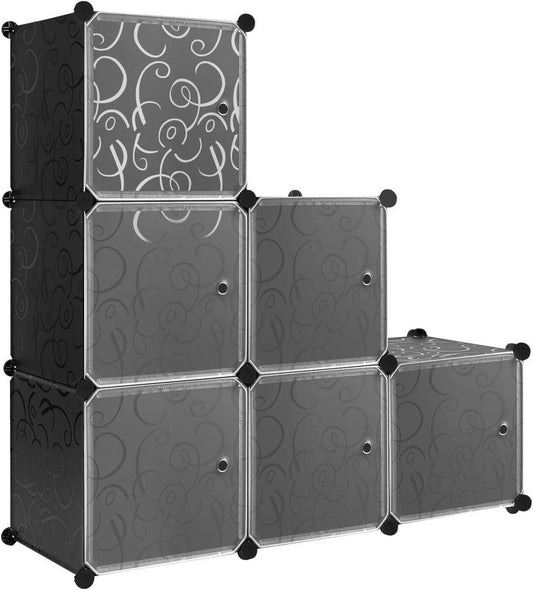 24goodz Stackable Shoe Storage Boxes - Modular Design for Custom Organization - PP + ABS + Metal - Black - 35 x 35 x 35 cm
