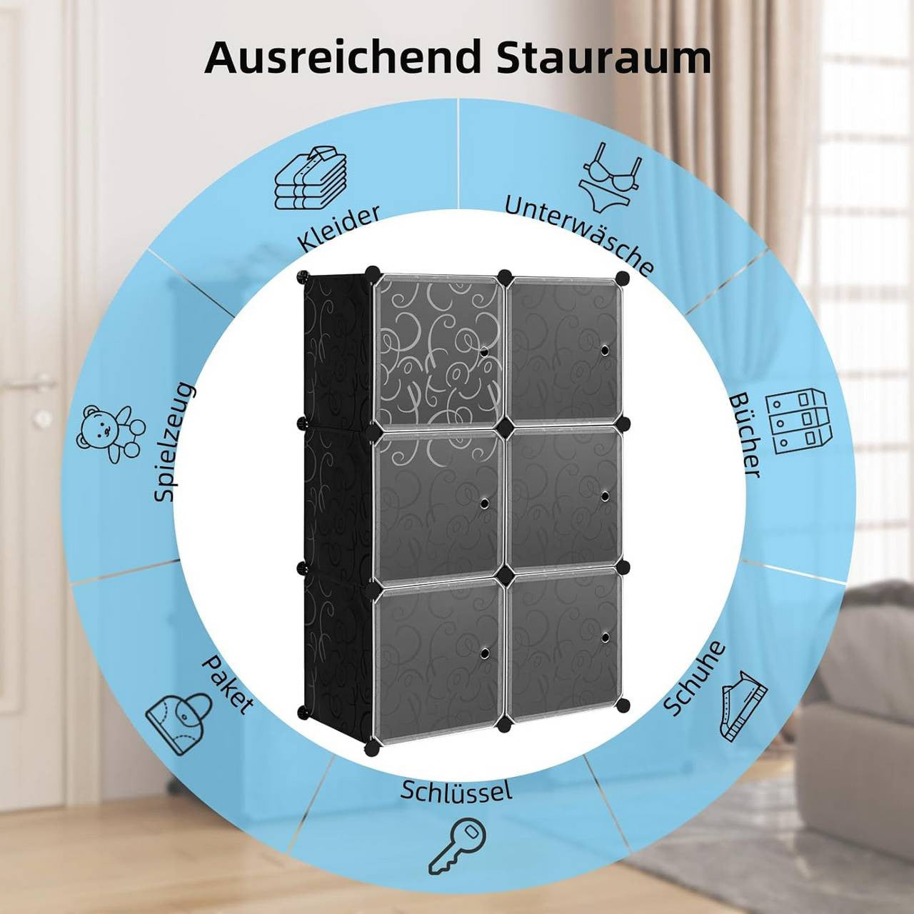 24goodz Stackable Shoe Storage Boxes - Modular Design for Custom Organization - PP + ABS + Metal - Black - 35 x 35 x 35 cm