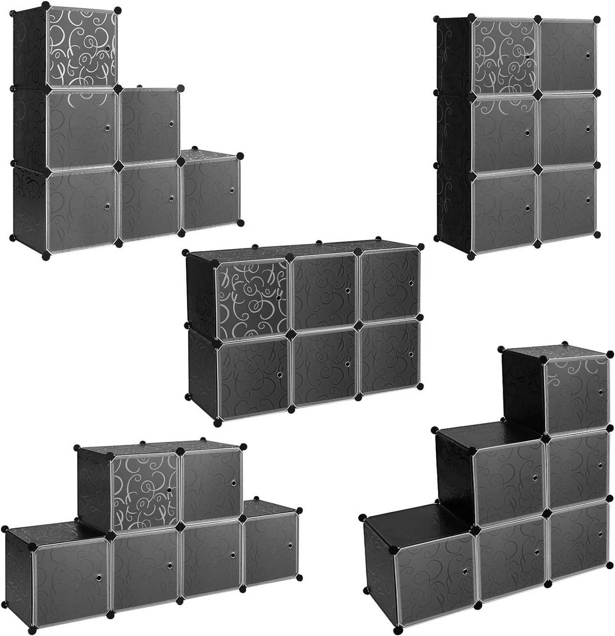 24goodz Stackable Shoe Storage Boxes - Modular Design for Custom Organization - PP + ABS + Metal - Black - 35 x 35 x 35 cm