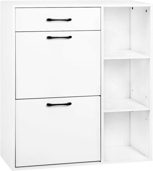 24goodz Shoe Rack - 4-in-1 Design - Space-Saving - E1 Wood Material - White