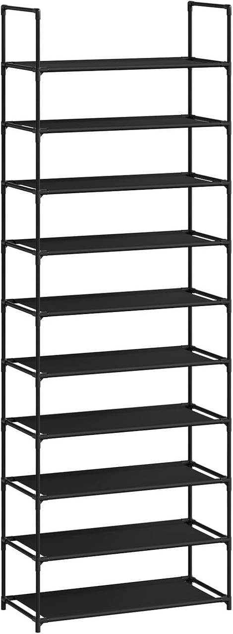 24goodz Shoe Rack with 10 Shelves - Space-Saving Design - Robust Metal Frame - Black - 61x28x174 cm