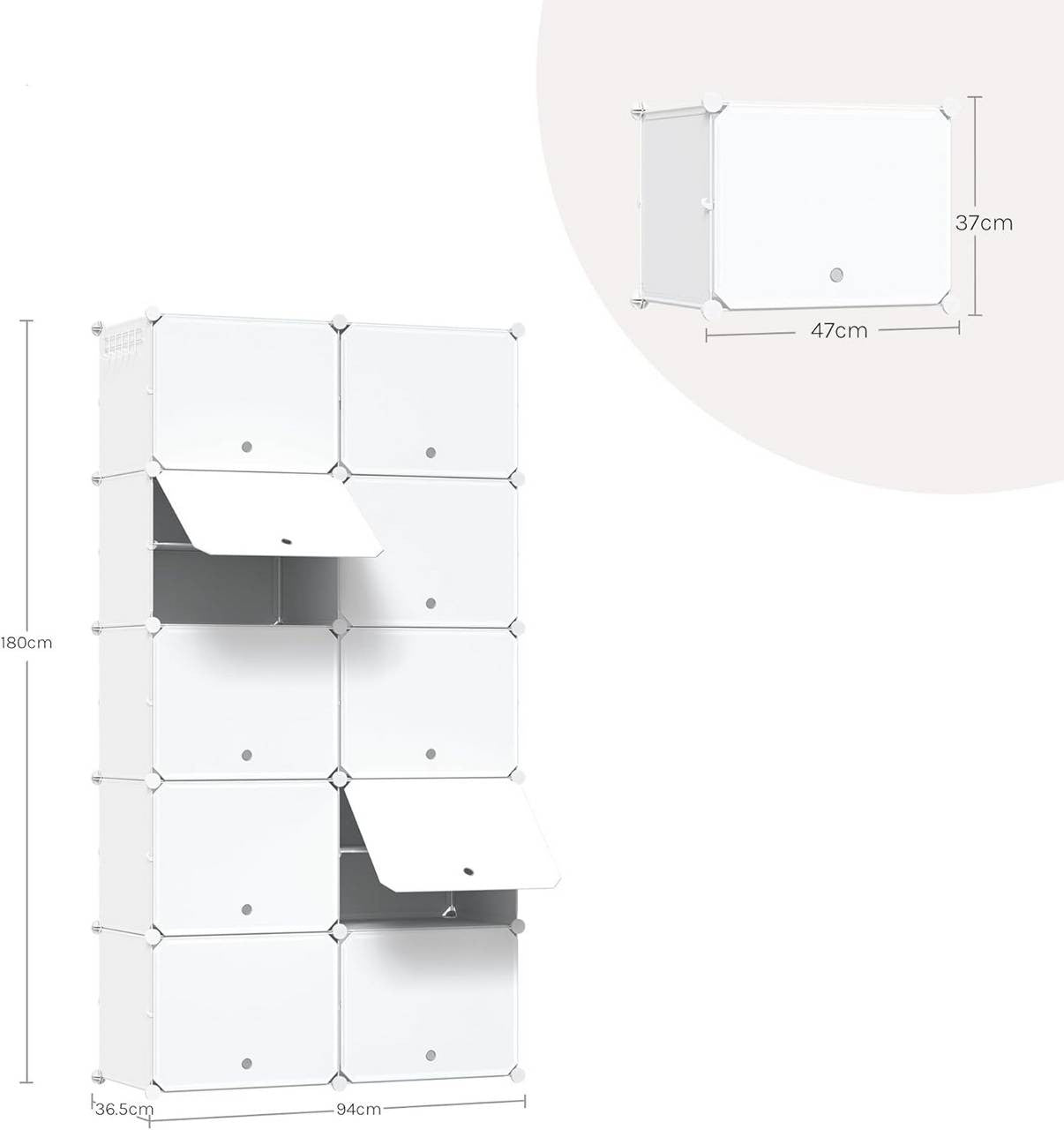 24goodz Shoe Rack with 10 Compartments - Versatile Storage Solution - PP and Metal - White