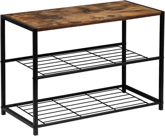24goodz Shoe Rack with 2 Tiers - Spacious Storage for 6 Pairs - E1-Class Engineered Wood - For Home Organization - Dark Wood Look - dc