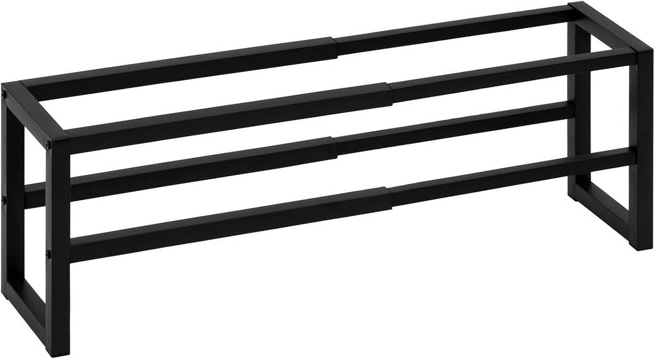 24goodz Expandable Shoe Rack - Space-Saving Design - Durable Metal - For Every Home - Black