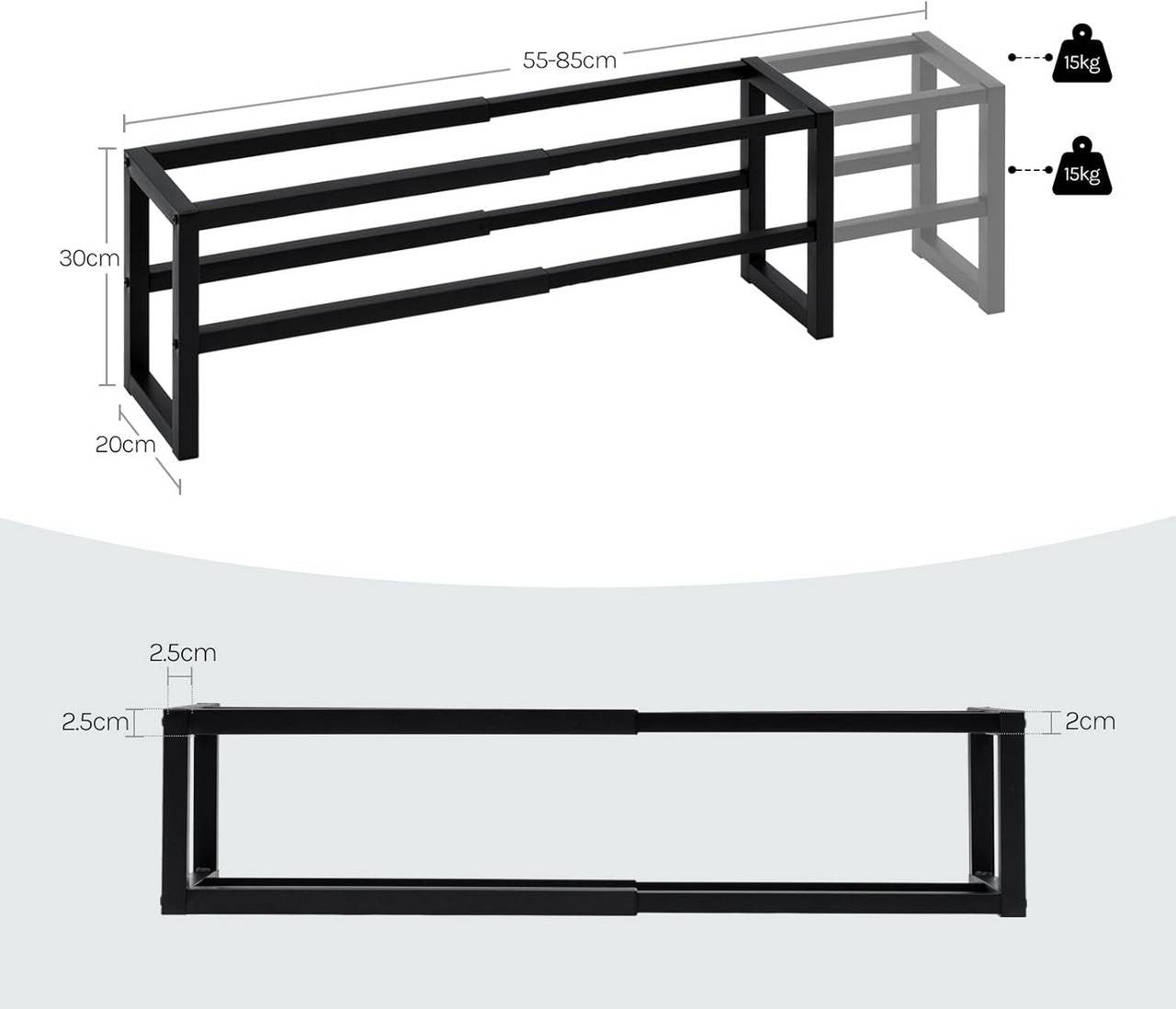 24goodz Expandable Shoe Rack - Space-Saving Design - Durable Metal - For Every Home - Black