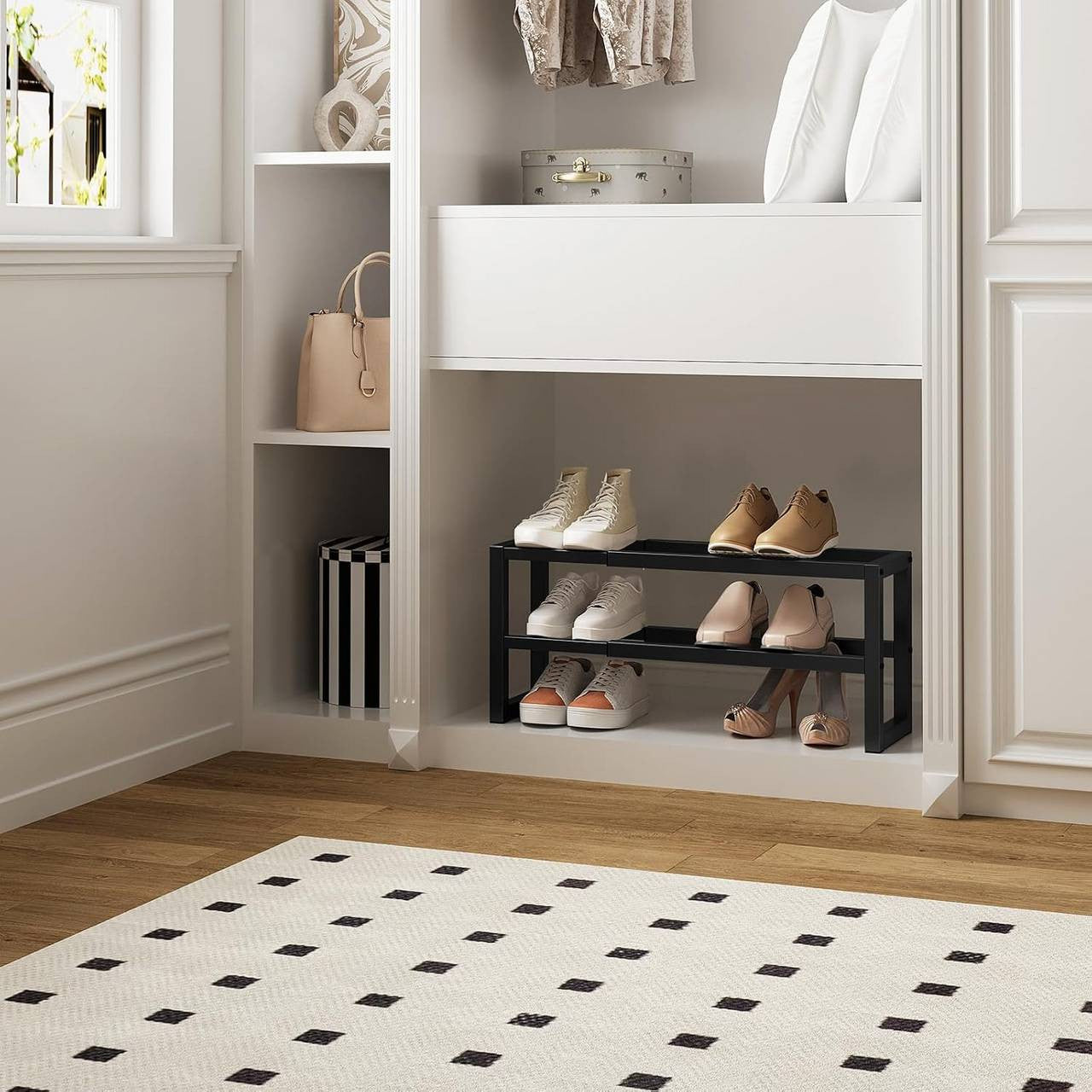 24goodz Expandable Shoe Rack - Space-Saving Design - Durable Metal - For Every Home - Black