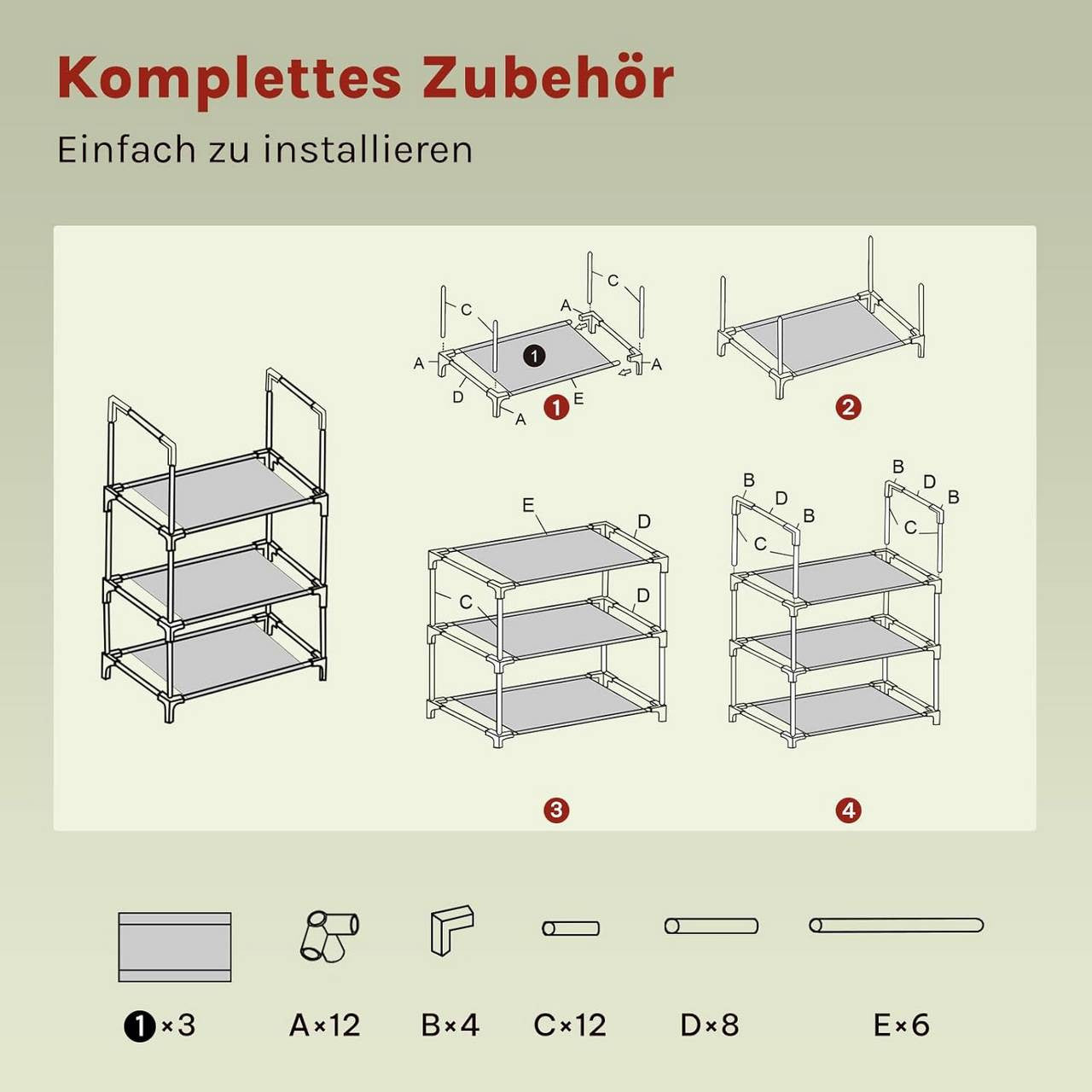 24goodz Shoe Rack with 3 Shelves - Space-Saving Design - Sturdy Metal Frame - Black - 41x28x55 cm