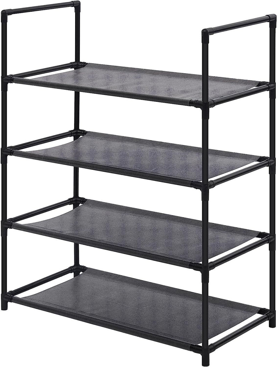 24goodz Shoe Rack with 4 Shelves - High-Quality Materials - Space-Saving Design - Steel and PP - Black - 60 x 28 x 71 cm