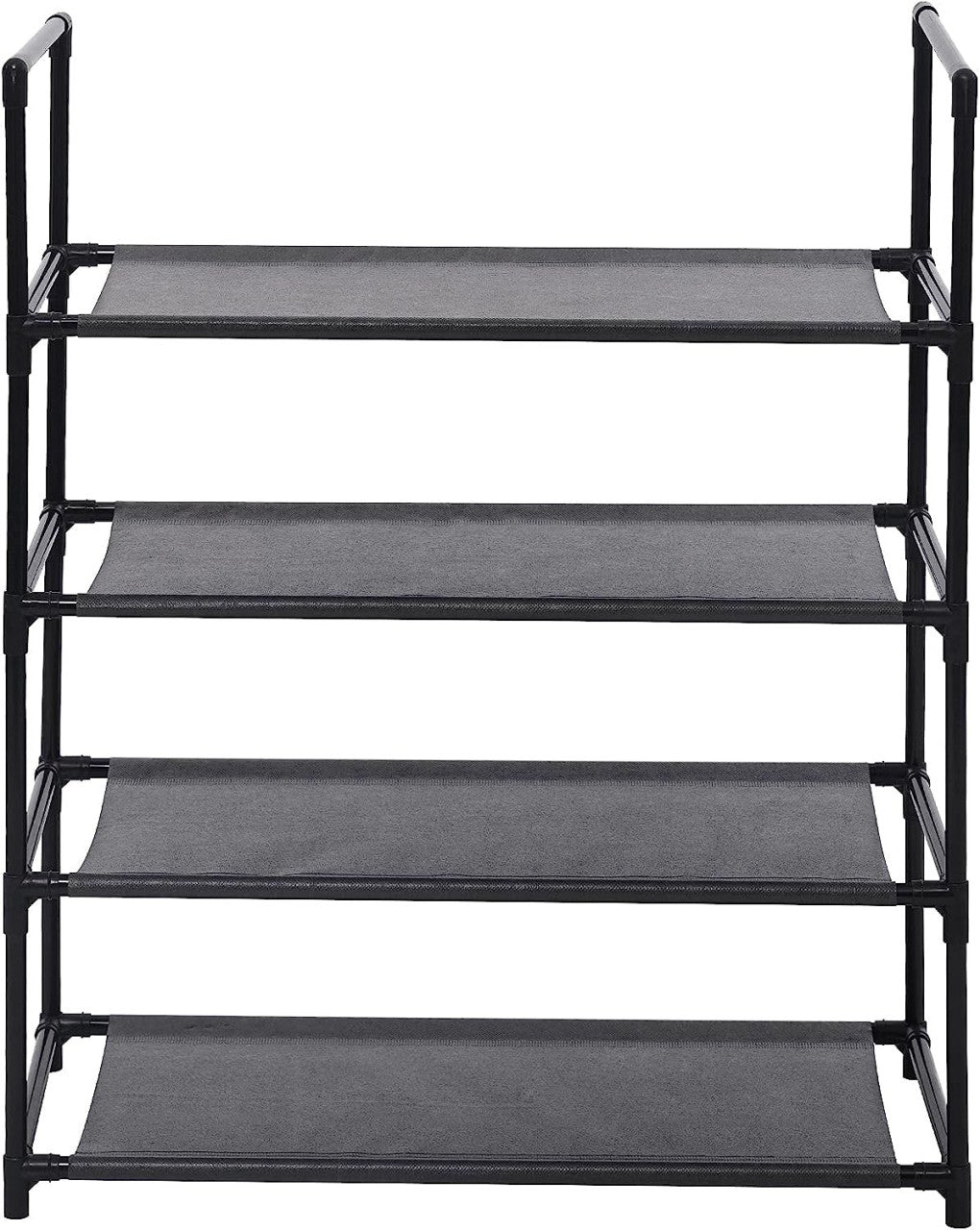 24goodz Shoe Rack with 4 Shelves - High-Quality Materials - Space-Saving Design - Steel and PP - Black - 60 x 28 x 71 cm