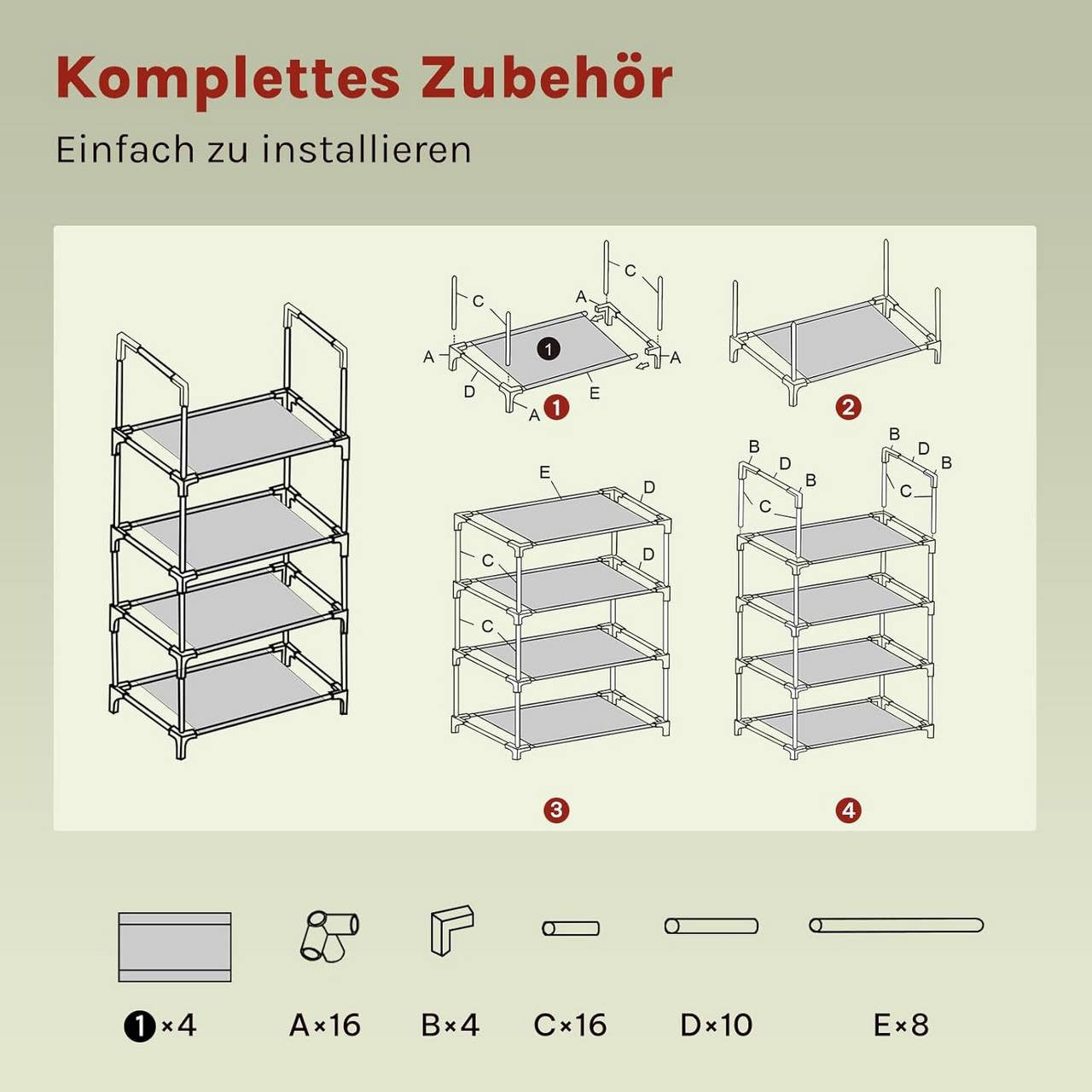 24goodz Shoe Rack with 4 Shelves - Space-Saving Design - Robust Metal Frame - Black - 41x28x72 cm