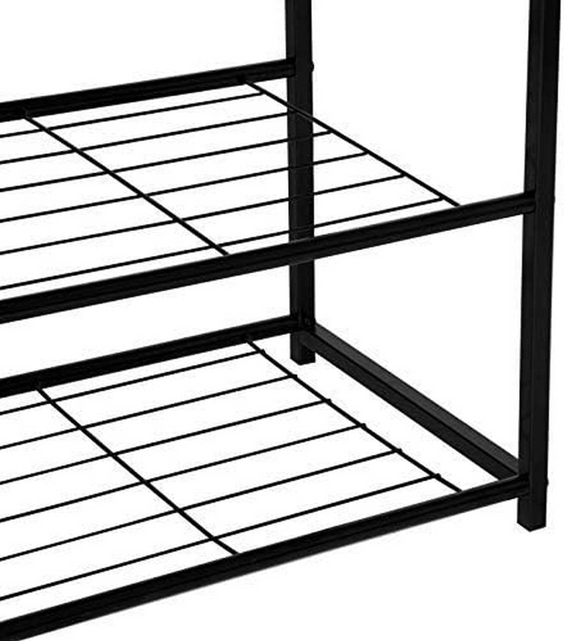 24goodz Shoe Rack with 4 Shelves - Spacious Storage for 12 Pairs - E1-Class Engineered Wood and Iron - Black and Light Oak - 63x83x30 cm