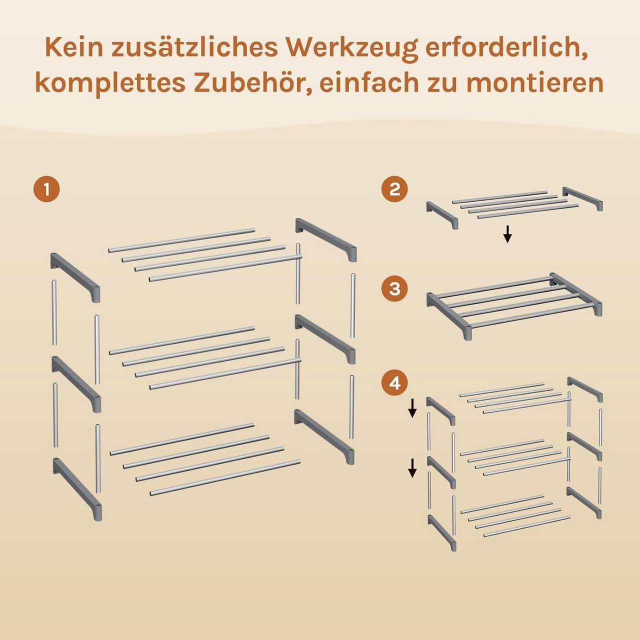 24goodz Slim Shoe Rack - Space-Saving Design - Easy Assembly - Metal - Grey/Black - 42x37x30 cm