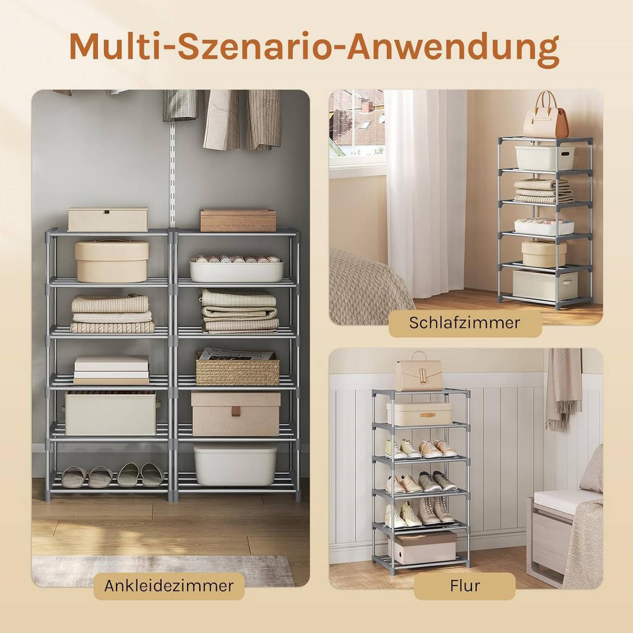 24goodz Slim Shoe Rack - Space-Saving Design - Easy Assembly - Metal - Grey/Black - 42x88x30 cm