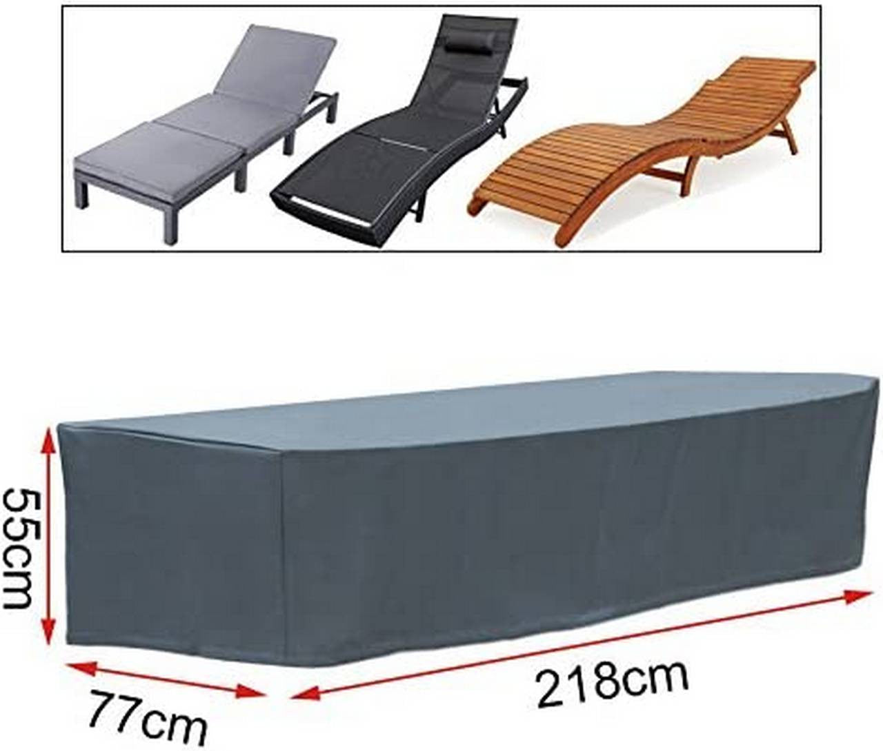 24goodz Garden Chair Cover - Durable 600D Oxford Fabric - Waterproof and UV Resistant - 218x77x55 cm - Anthracite