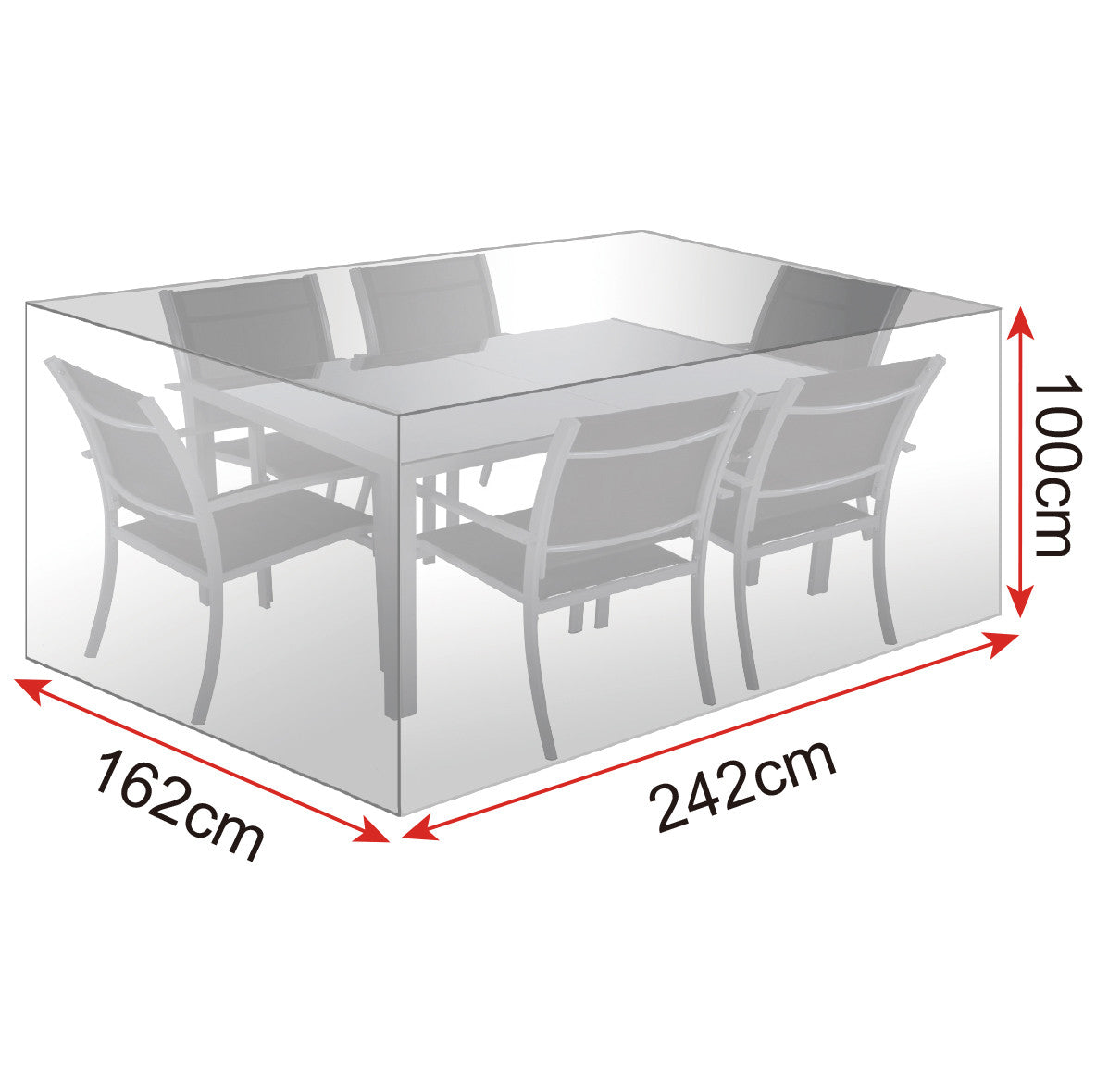 24goodz Protective Cover for Garden Furniture - Durable and Weatherproof - PE Fabric - Transparent - 242x162x100 cm - tp