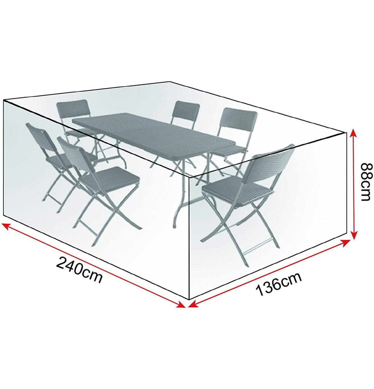 24goodz Outdoor Garden Furniture Set Cover - Weatherproof Protection - Durable PE Fabric - Transparent - 240 x 136 x 88 cm - tp