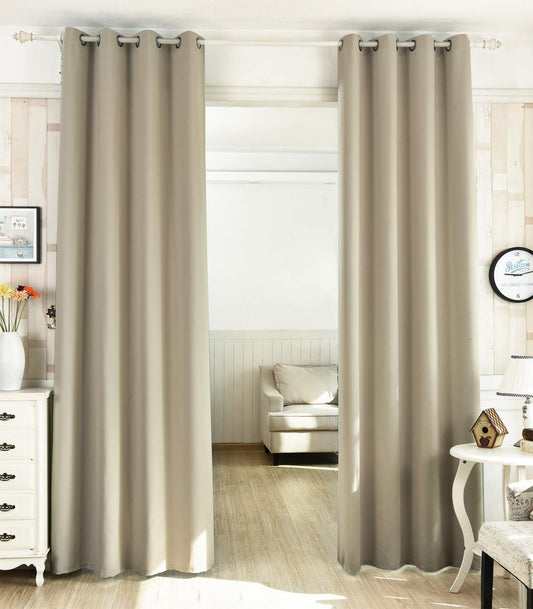 24goodz Sheer Curtains with Eyelets - Energy-Saving & Sound-Absorbing - 100% Polyester - For Any Room - Sand 135x225 cm - sd