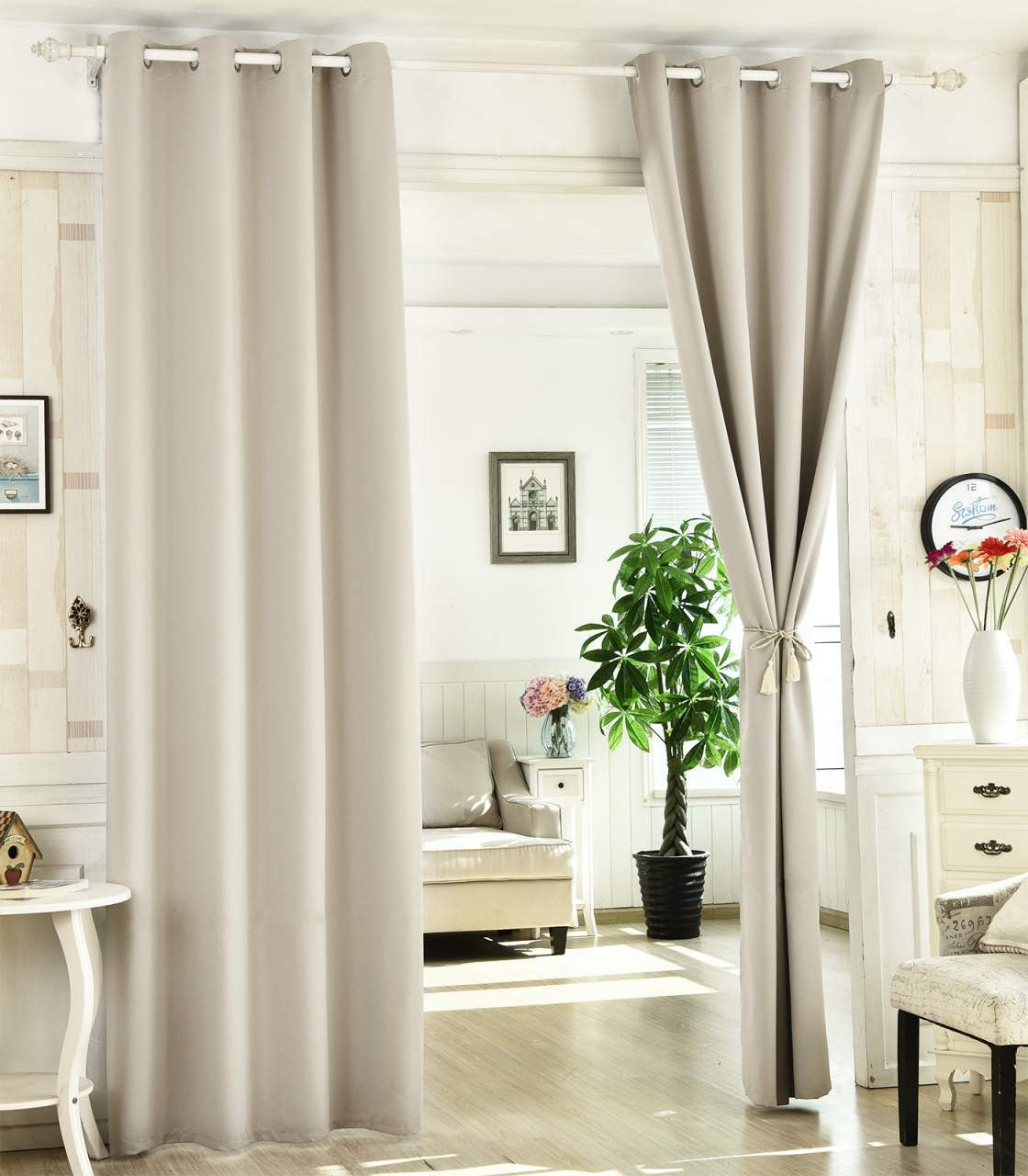 24goodz Sheer Curtains with Eyelets - Energy Saving - Sound Absorbing - 100% Polyester - Cream - 135x245 cm